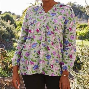 Matilda Jane Gray & Fuchsia Floral “Thinking Out Loud” Button-Front Top